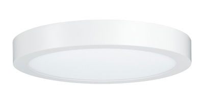 Round white LED ceiling light with matte plastic diffuser for modern indoor lighting