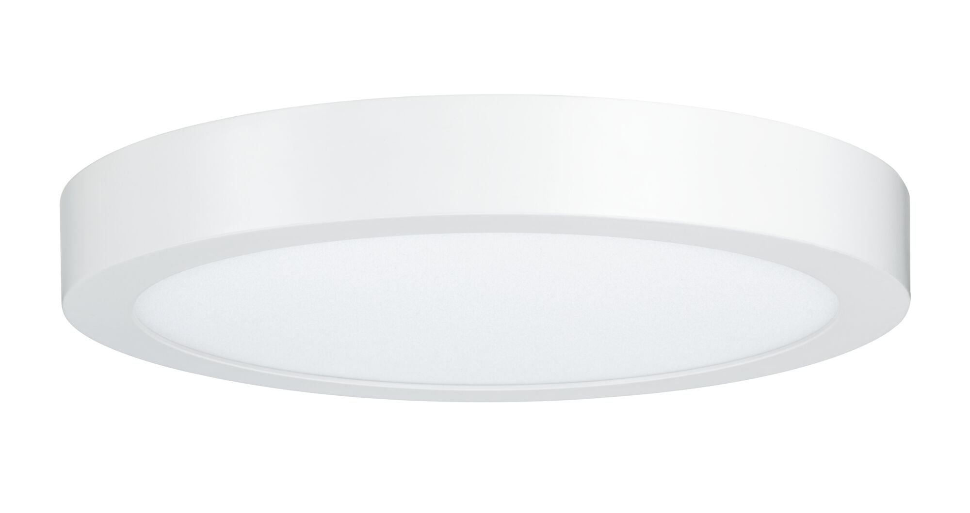 Round white LED ceiling light with matte plastic diffuser for modern indoor lighting