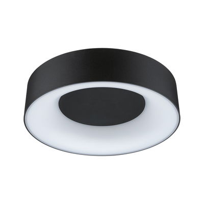 Runde Deckenleuchte aus schwarzem Metall mit weißem Diffusor für moderne Innenbeleuchtung