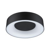 Round ceiling light in black metal with white diffuser for modern indoor lighting