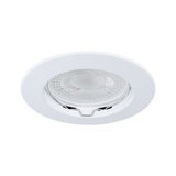 Round white plastic recessed spotlight with clear glass and metal spring for LED lighting