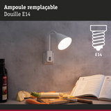 Lampe murale LED blanche flexible avec douille E14, idéale pour cuisine et lecture avec lumière dimmable