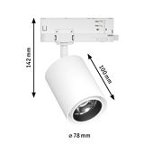White metal LED spotlight with 78 mm diameter and 142 mm height for modern indoor lighting
