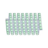 Flexible LED strip with green glowing diodes for decorative lighting and accent illumination