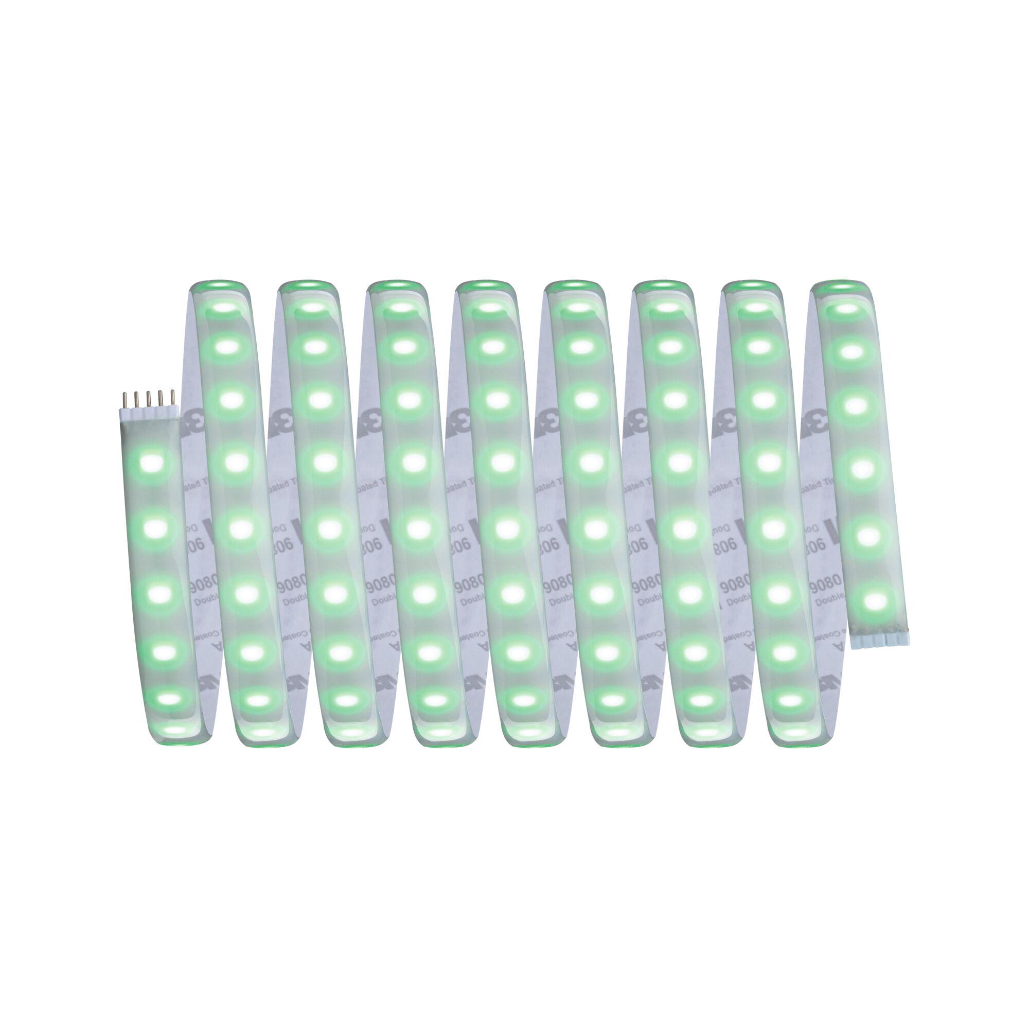 Bande LED flexible avec lumières vertes sur support blanc pour éclairage décoratif