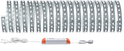 Flexible LED-Lichtleiste mit Netzteil in Weiß und Orange für vielseitige Beleuchtungslösungen.