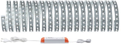 Flexible LED-Lichtleiste mit Netzteil in Weiß und Orange für vielseitige Beleuchtungslösungen.