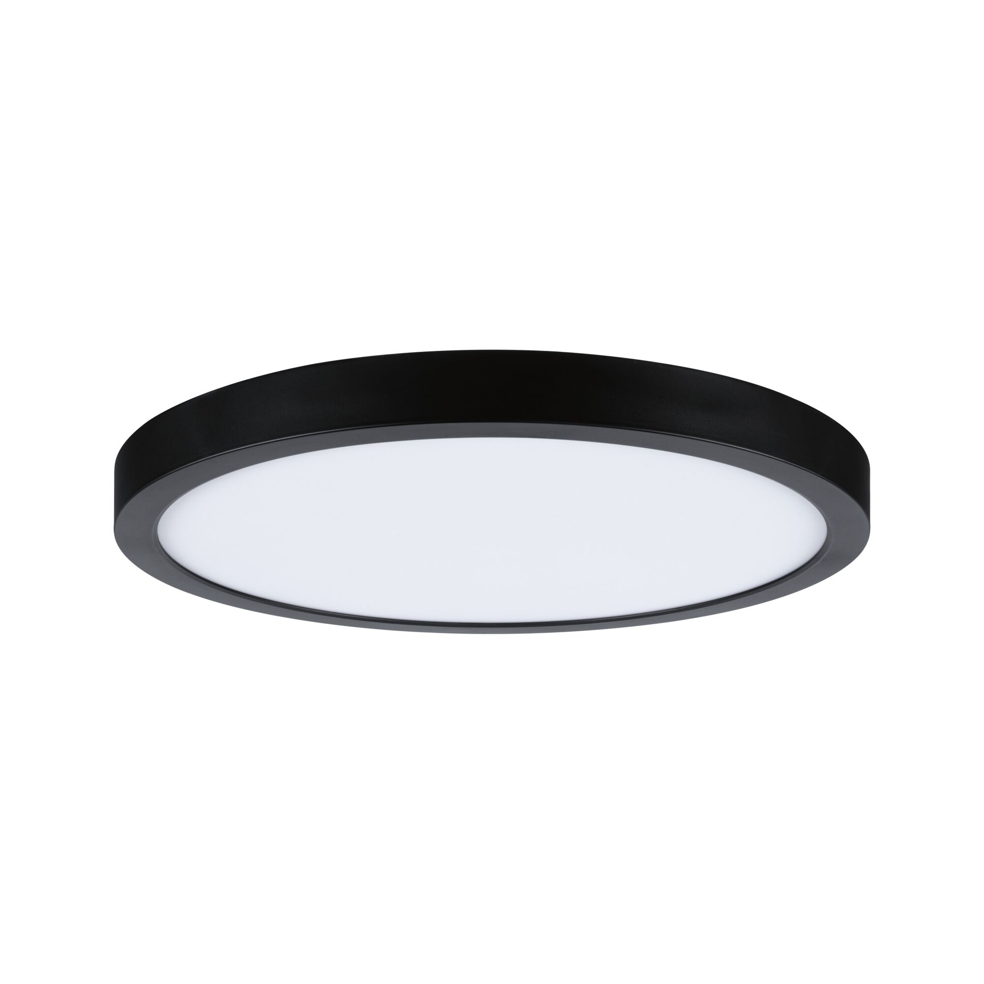 Runde LED-Deckenleuchte mit schwarzem Rahmen und weißem Diffusor für modernes Raumlicht