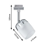 Moderne witte LED-spot van glas en metaal, afmetingen 128x115x74 mm voor binnenverlichting