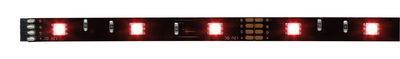 Schwarzes LED-Lichtband mit roten LEDs, 12V DC, geeignet für dekorative Beleuchtung und Lichtstreifen.