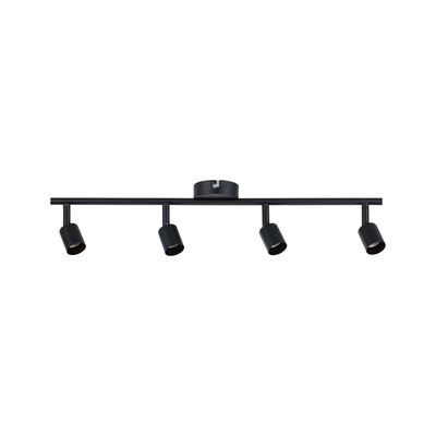 Black ceiling light with four adjustable metal spotlights for modern room lighting