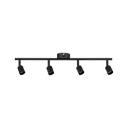 Black ceiling light with four adjustable metal spotlights for modern room lighting