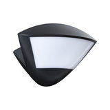 Black outdoor wall light in plastic with white diffuser for modern exterior lighting