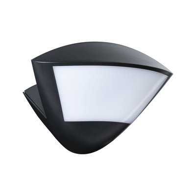 Black outdoor wall light in plastic with white diffuser for modern exterior lighting