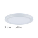 Flache runde LED-Deckenleuchte in Weiß mit 220 mm Durchmesser und 20 mm Höhe für moderne Beleuchtung