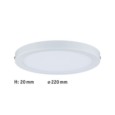 Flache runde LED-Deckenleuchte in Weiß mit 220 mm Durchmesser und 20 mm Höhe für moderne Beleuchtung