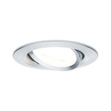Round brushed aluminum spotlight in silver with adjustable LED light for living spaces