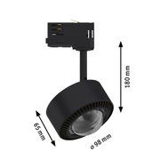 Schwarzer LED-Spot aus Metall mit 180 mm Höhe und 98 mm Durchmesser für moderne Beleuchtung