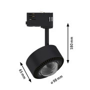 Schwarzer LED-Spot aus Metall mit 180 mm Höhe und 98 mm Durchmesser für moderne Beleuchtung