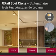 URail Spot Circle projecteur LED blanc sur rail avec trois températures de couleur réglables 2700K, 3000K, 4000K