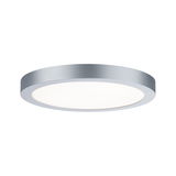 Round LED ceiling light in silver aluminum with white diffuser for modern room lighting