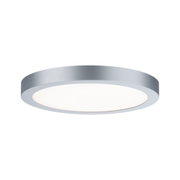Plafonnier rond en métal argenté avec diffuseur blanc pour un éclairage intérieur moderne
