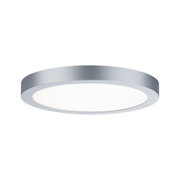 Runde Deckenleuchte aus silbernem Metall mit weißem Diffusor für modernes Raumlicht