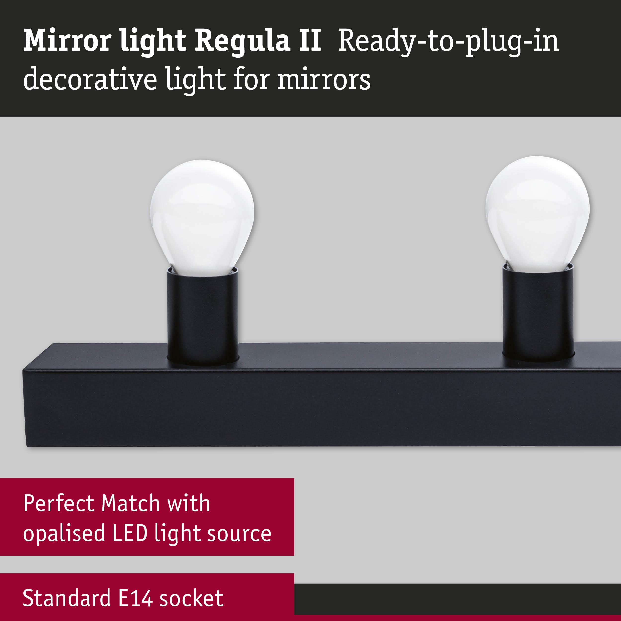 Set Mirror luminaire Regula II including light source 4-lamp E14 2700K 4x470lm 230V 4x4,5W dimmable Black/Opal