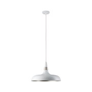 Biała metalowa lampa wisząca z żłobioną szklaną kulą, nowoczesne oświetlenie sufitowe do salonu