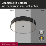 Round ceiling light with black felt edge and dimmable warm white LED in 3 stages for home lighting
