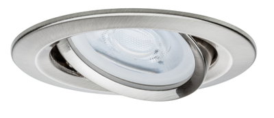 Rundstrahler aus gebürstetem Edelstahl mit schwenkbarem LED-Spot für flexible Beleuchtung