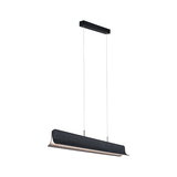 Suspension LED noire moderne avec revêtement en tissu et lumière blanc chaud pour intérieurs élégants