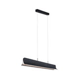 Moderne schwarze LED-Pendelleuchte mit Stoffbezug und warmweißem Licht für stilvolle Innenräume