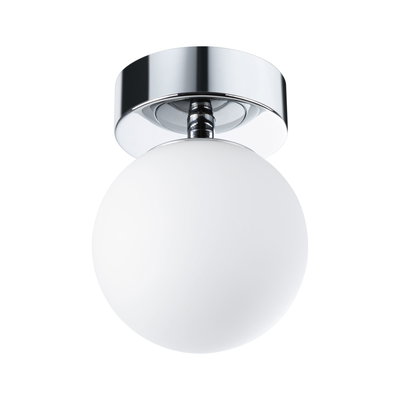 Plafonnier rond en verre blanc et métal chromé pour un éclairage intérieur moderne