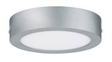 Plafonnier LED rond en aluminium argenté avec diffuseur blanc pour éclairage intérieur moderne
