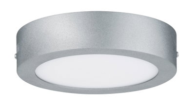 Round LED ceiling light in silver aluminum with white diffuser for modern indoor lighting