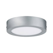 Plafonnier rond en métal argenté avec diffuseur blanc pour éclairage intérieur moderne