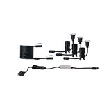 Black LED garden light set with cables and plugs for outdoor and garden lighting solutions
