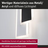 Moderne Wandlampe aus Metall und Acryl in Schwarz und Weiß mit 4000K neutralweißem Licht