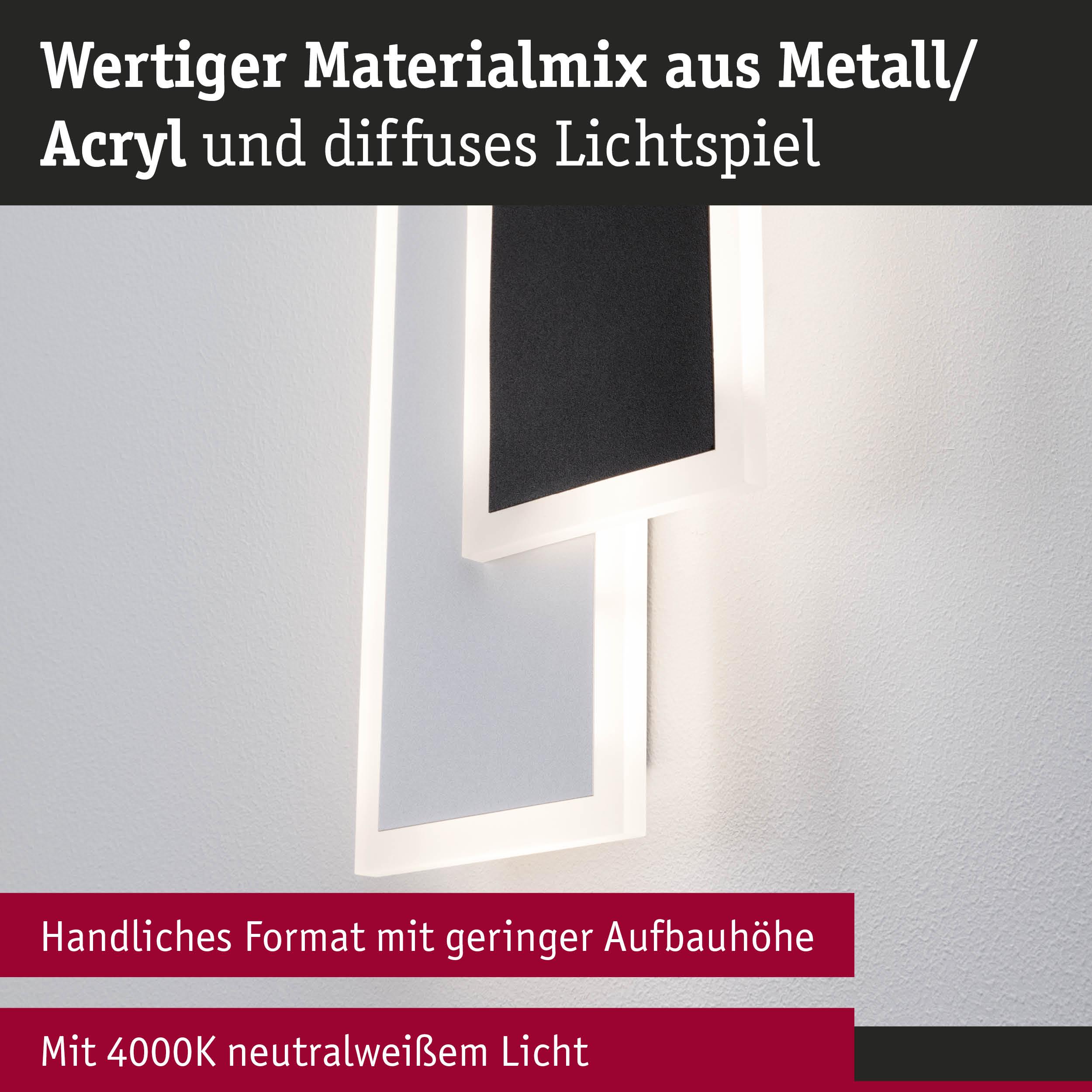 Moderne Wandlampe aus Metall und Acryl in Schwarz und Weiß mit 4000K neutralweißem Licht