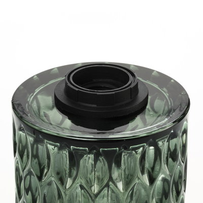 Grünes Glas mit strukturiertem Muster und schwarzem Kunststoffring für Lampenfassung, Lampenzubehör