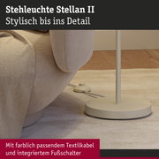 Stehleuchte Stellan II in Beige mit farblich passendem Textilkabel und Fußschalter für Wohnräume