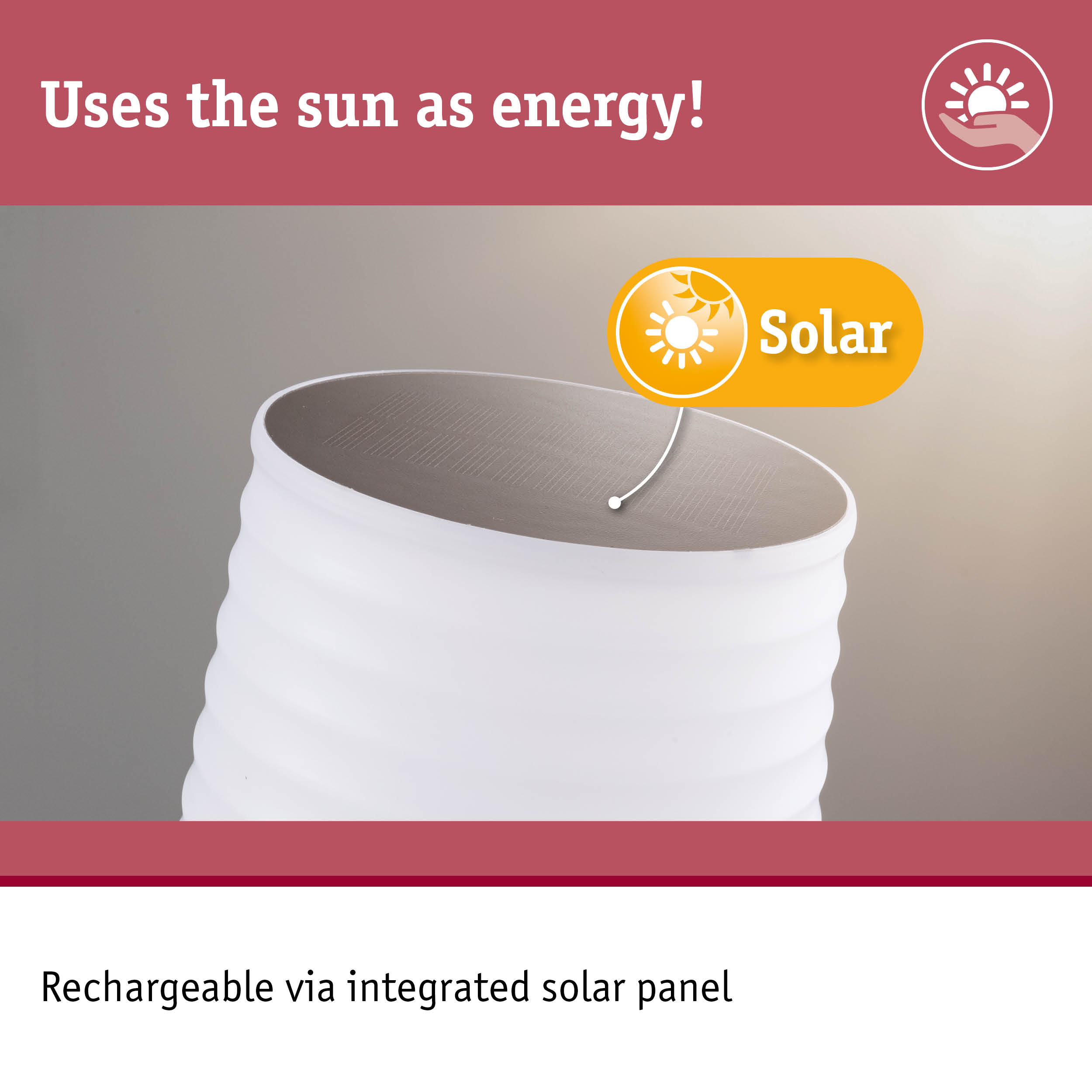 White solar-powered container with integrated solar panel for sustainable energy use.