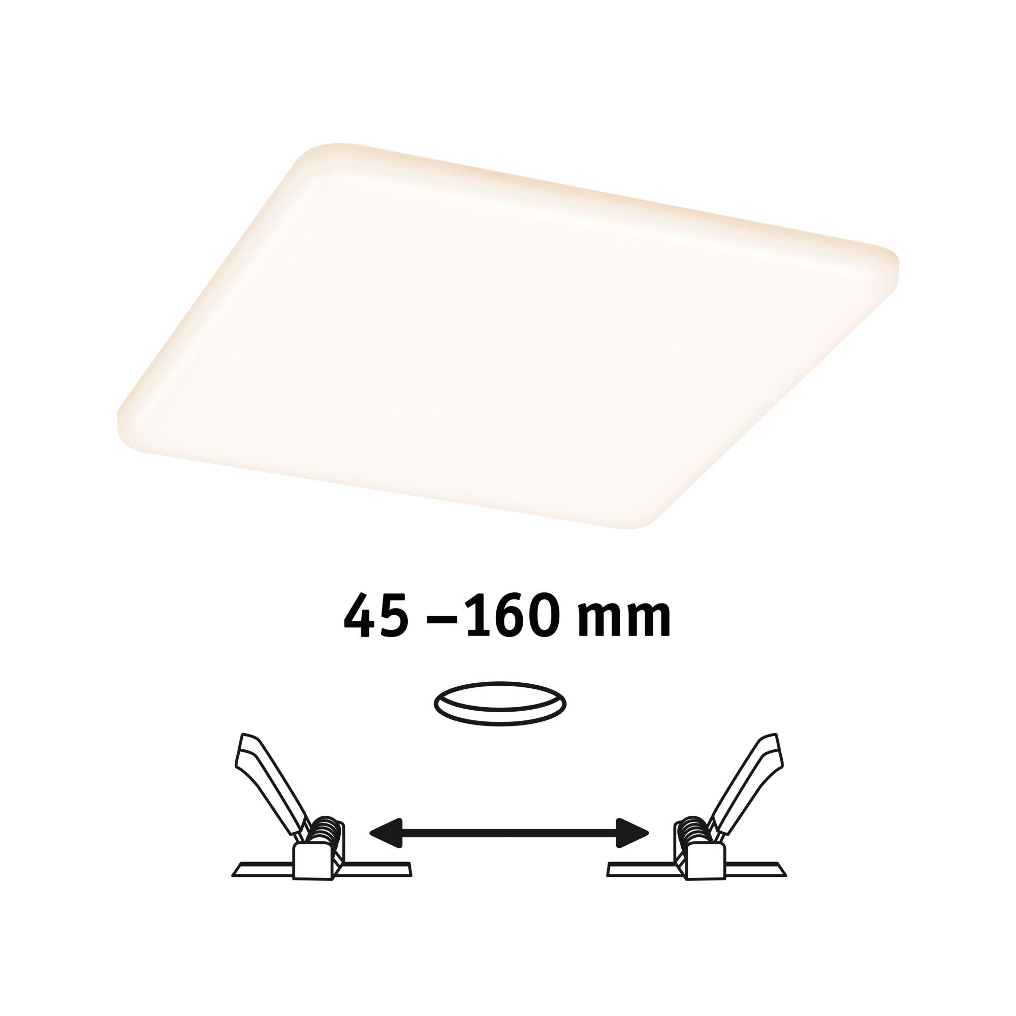 Quadratische weiße LED-Deckenleuchte mit einstellbarer Einbautiefe 45-160 mm für Wohnräume