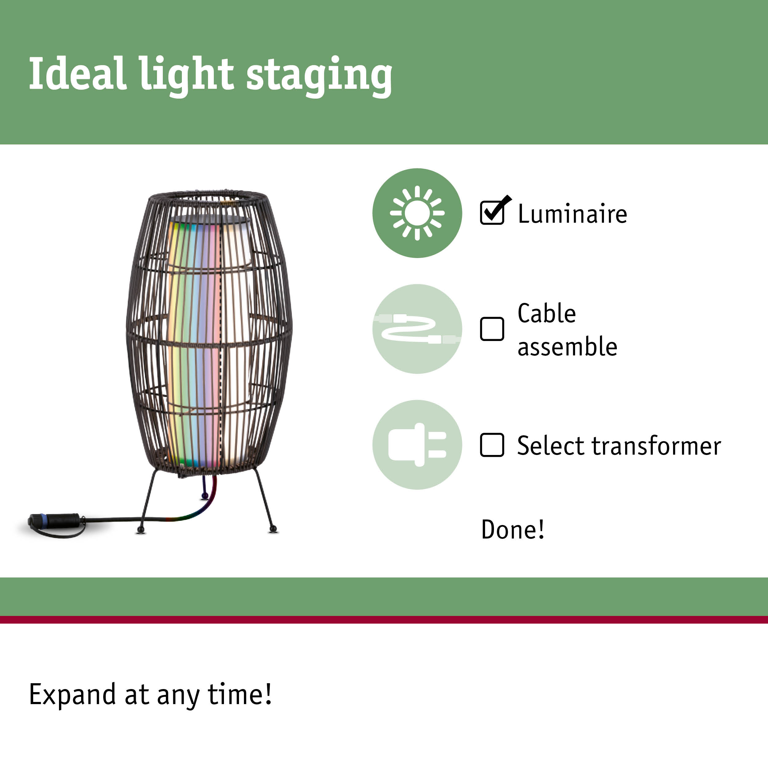 Modern black metal lamp shade with colorful LED light and cable for decorative lighting use