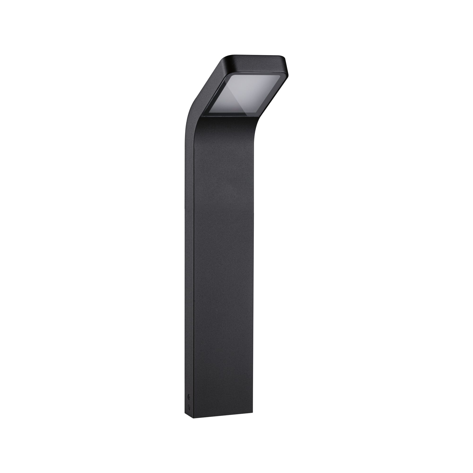 Modern black aluminum outdoor light with curved head for garden and pathway lighting