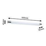 White LED wall light with chrome ends, 630 mm length, modern bathroom lighting fixture
