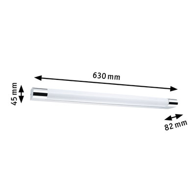 Weißer LED-Wandaufbauleuchte mit Chromenden, 630 mm lang, moderne Badbeleuchtung