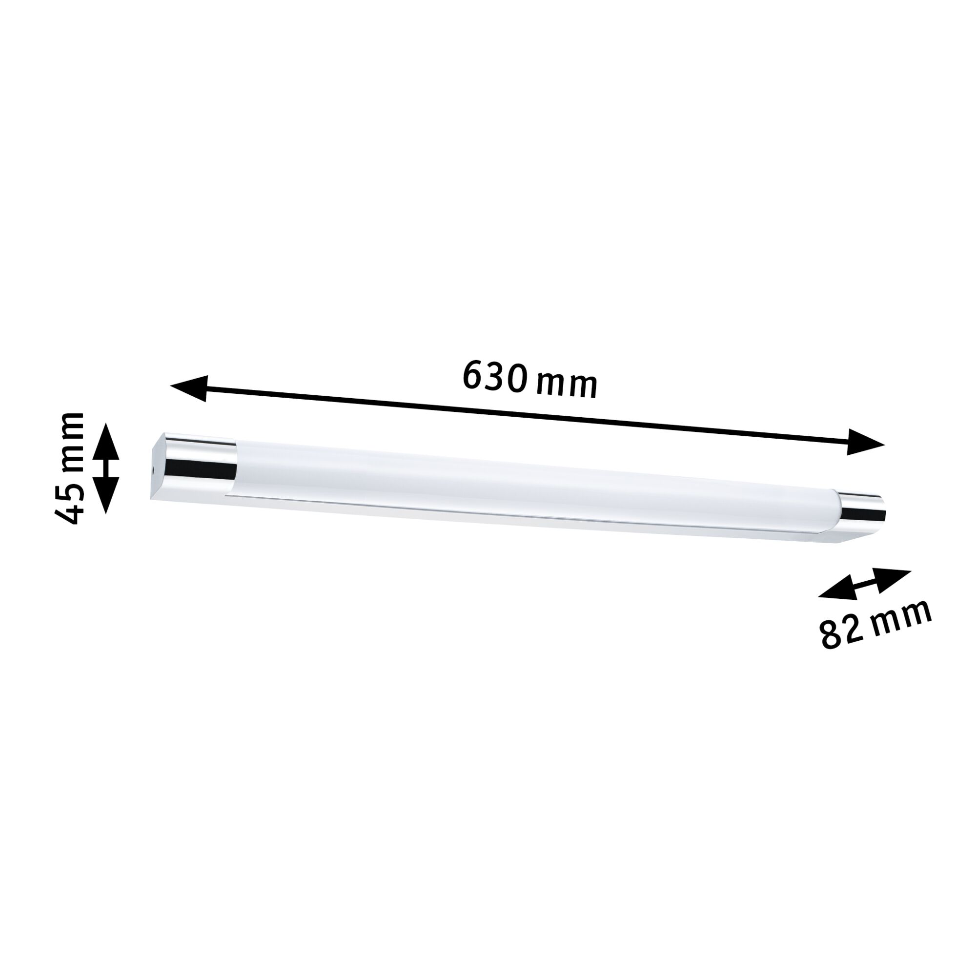 Weiße LED-Wandleuchte mit Chromenden, 630 mm lang, moderne Innenbeleuchtung