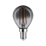 Small LED filament bulb with E14 base and smoked glass for decorative lighting use